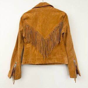 Blank NYC Suede Moto Jacket with Fringe in Buttercup